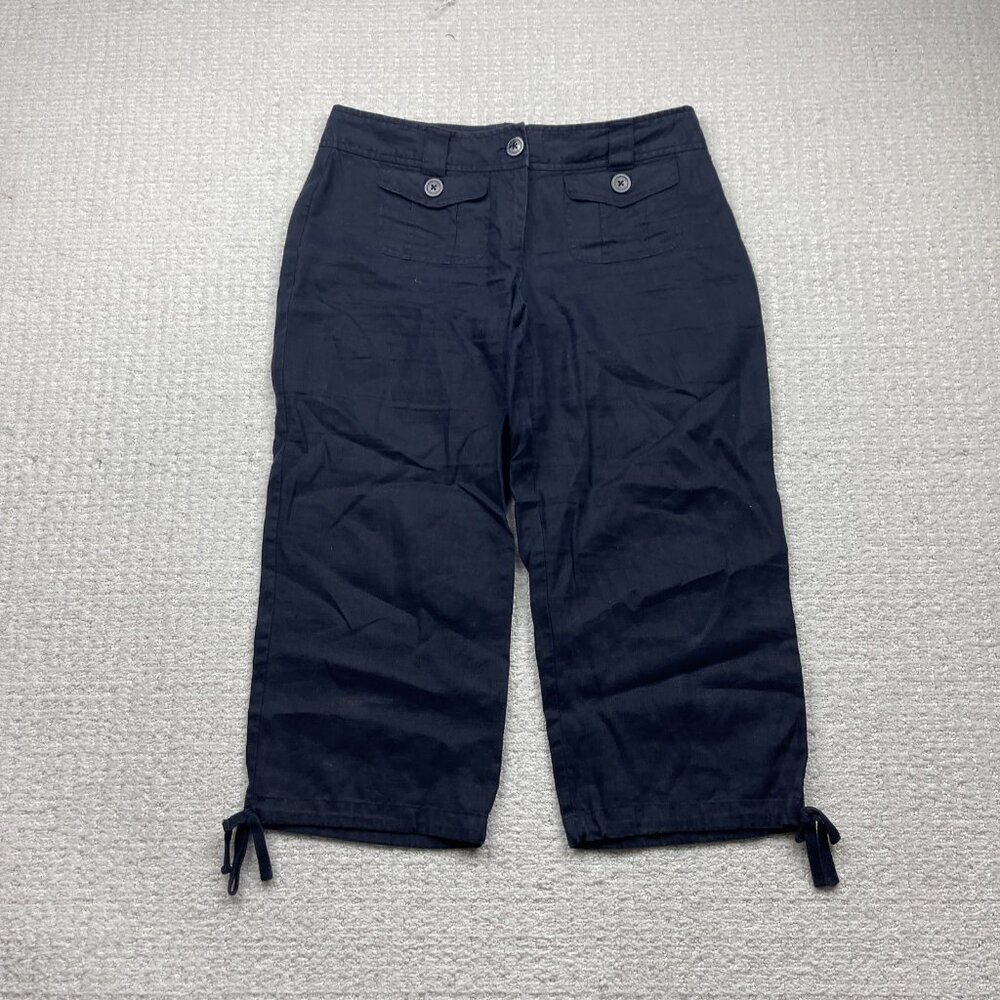 Y2K Michael Michael Kors Women's Linen Cargo Capri Pants Size 8 Coastal Brunch
